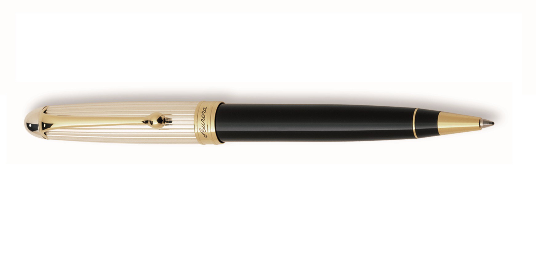 PENNA SFERA 88 CAPPUCCIO ARGENTO MASSICCIO 925% FINITURE DORATE