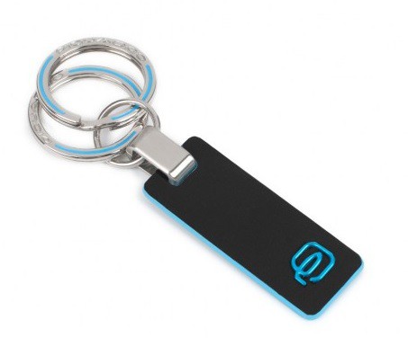 PORTACHIVI PELLE 2 ANELLI E MOSCHETTONE - BLUE SQUARE - NERO