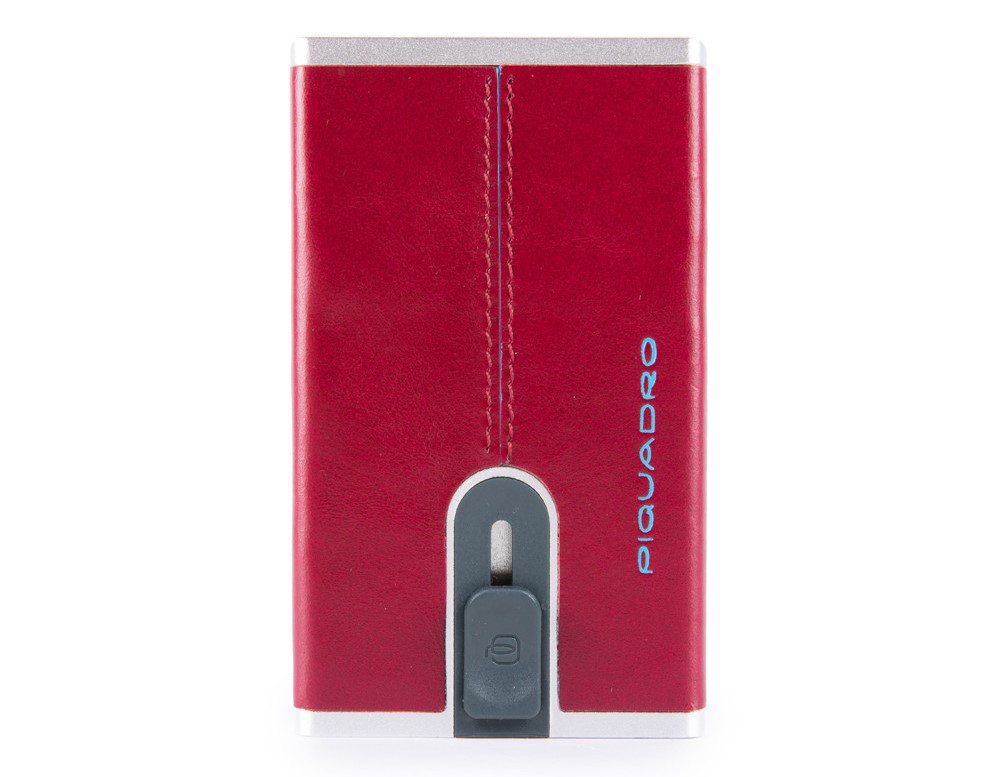 Porta carte di credito con sliding system e porta banconote RFID Blue Square Rosso