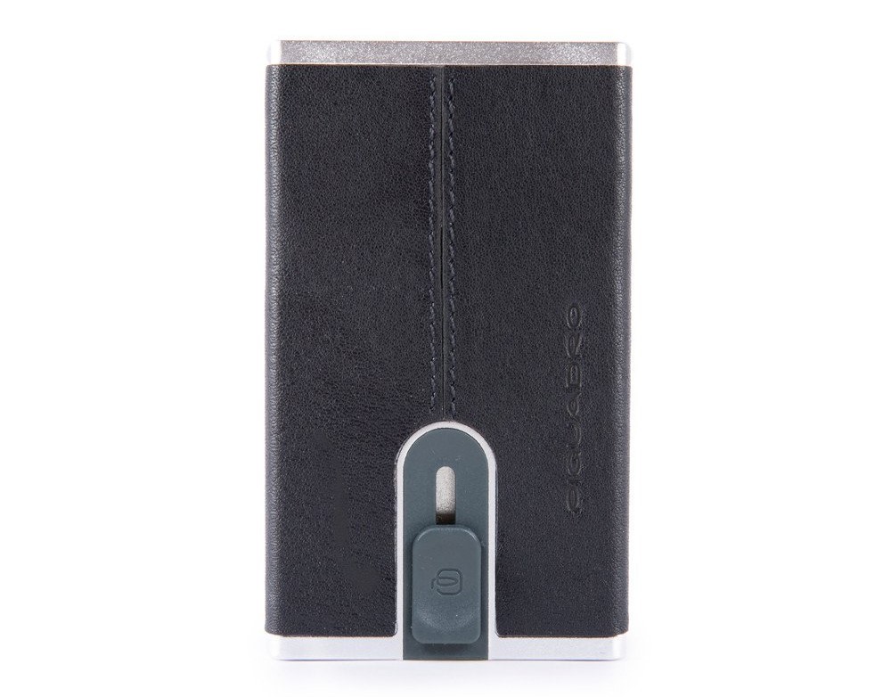 Porta carte di credito con sliding system e porta banconote RFID Black Square Blu Notte