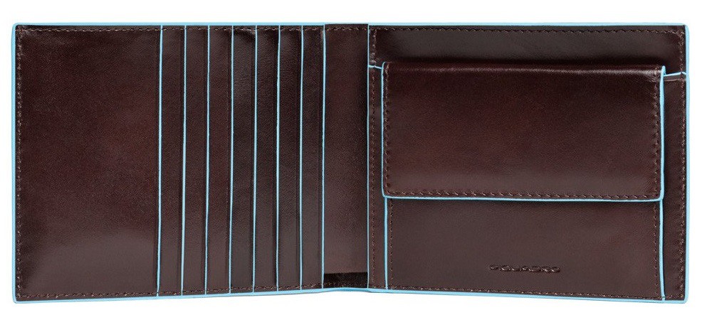 Portafoglio uomo c/portamonete rfid BLUE SQUARE MOGANO