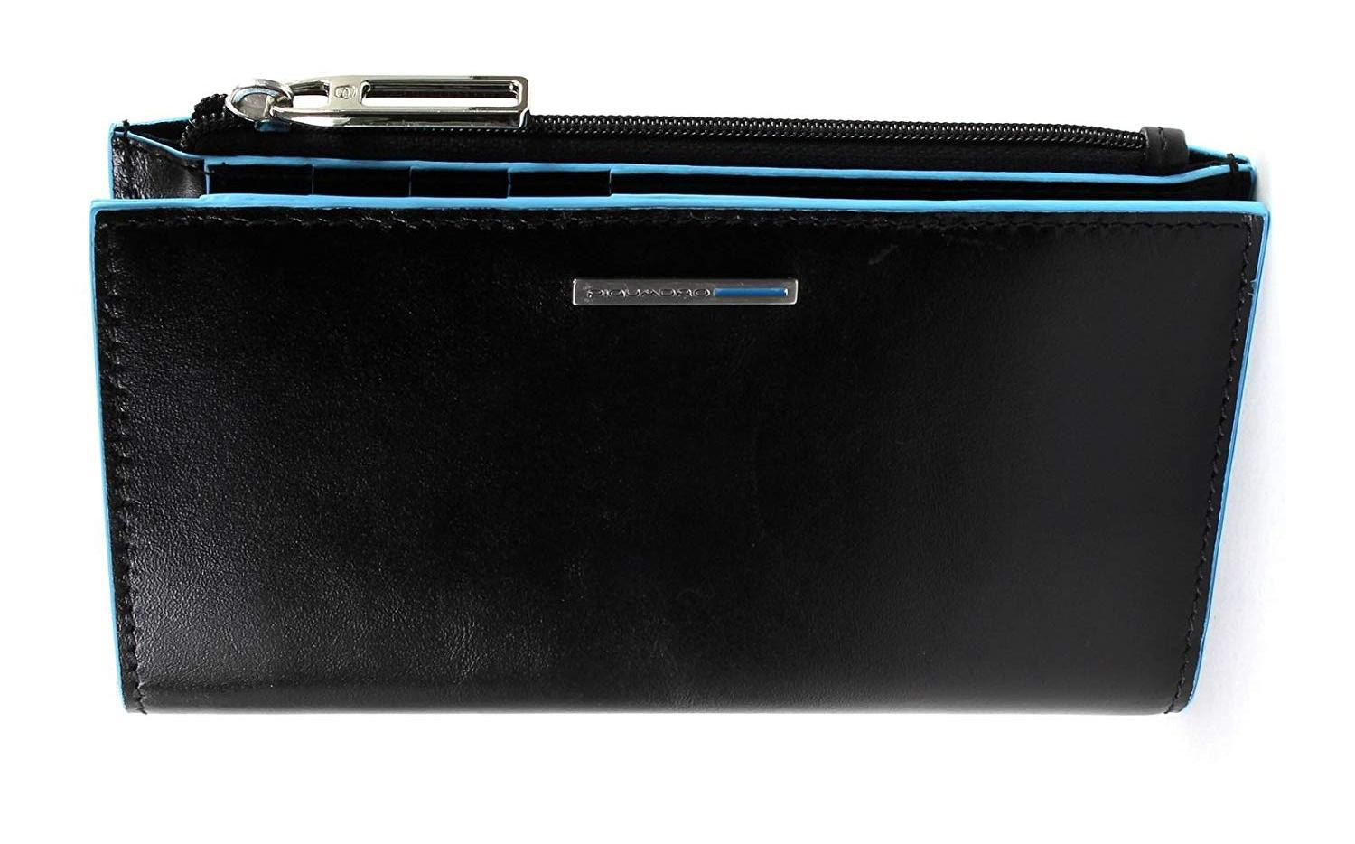 Portafoglio donna sottile portamonete  BLUE SQUARE NERO