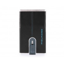 Porta carte di credito con sliding system RFID Blue Square Nero