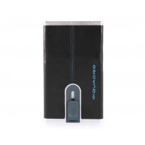 Porta carte di credito con sliding system e porta banconote RFID Blue Square Nero