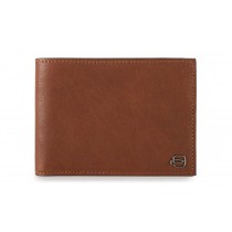 Portafoglio uomo con portamonete e porta 4 carte di credito RFID Black Square Cuoio Tabacco