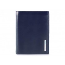 Portafoglio uomo con porta documenti rimovibile porta card e porta monete Rfid Blue Square Blu